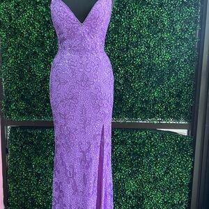 Elegant Strapless Purple Evening Gown